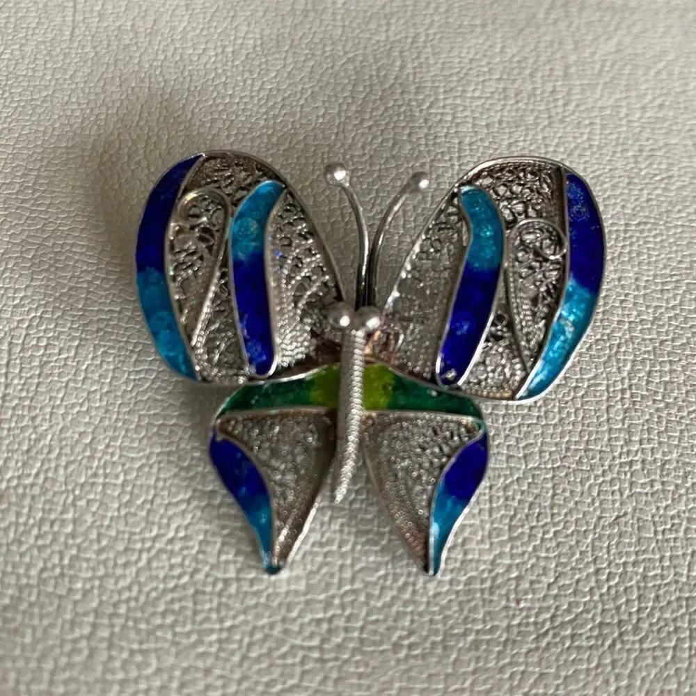 Sterling  silver & enamel pin